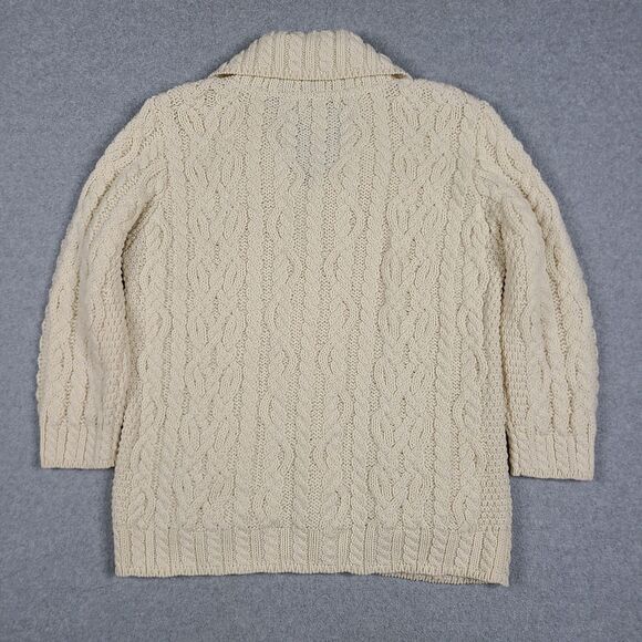 Aran Crafts Button Up Merino Wool Cardigan Knit Sweater Womens M 3/4 Sleeves - Picture 7 of 11